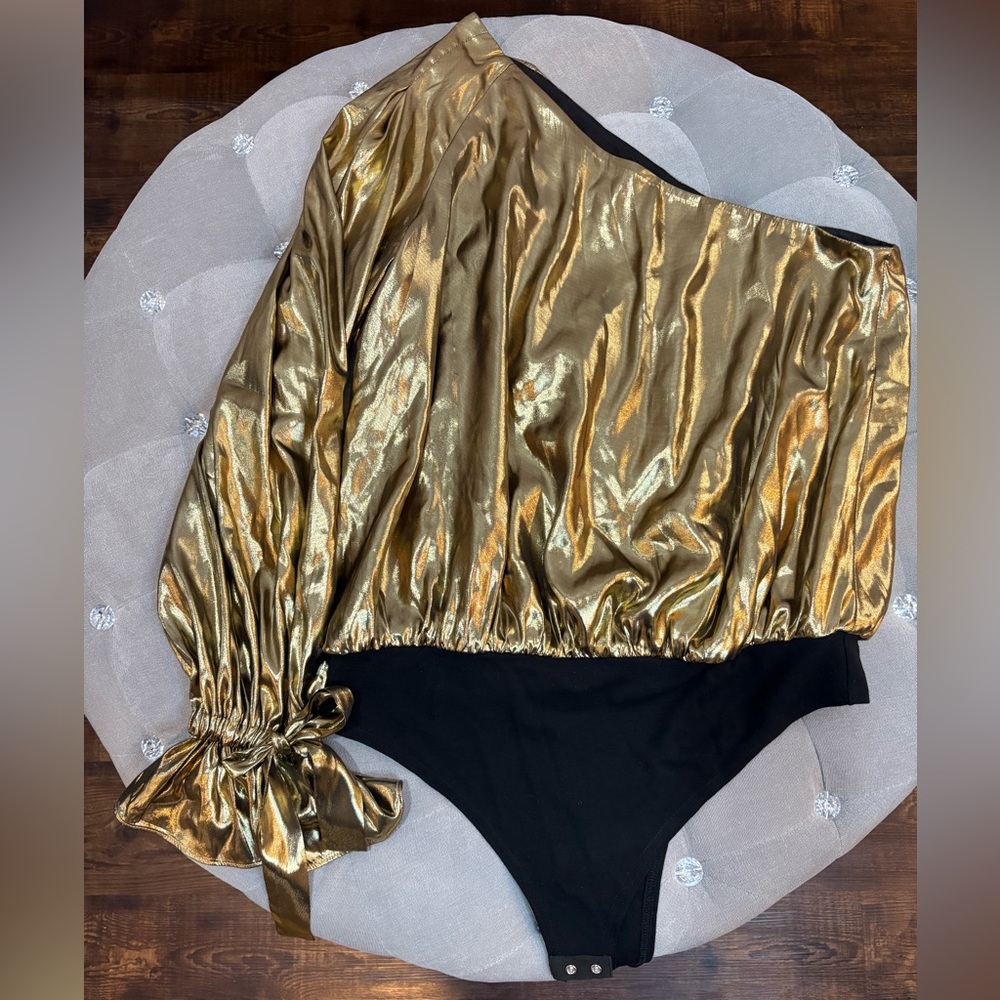 Camila Coelho Metallic Gold Top